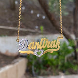Script Design Single Nameplate Pave with Cuban link chain