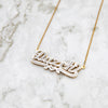 Script Double Nameplate with Rolo Link Chain