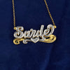 Script Double Nameplate with Cuban chain