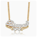 Double Heart Tail Nameplate with Cuban chain