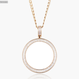 Round Emerald cz  Picture Pendant