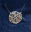 Medium Script Monogram Pendant with Cz stones