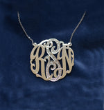 Medium Script Monogram Pendant with Cz stones