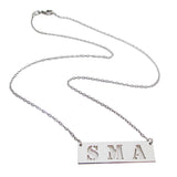 Three Initial cutout bar necklace