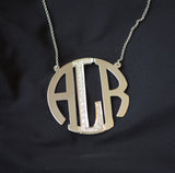 Extra large block monogram pendant with Cz