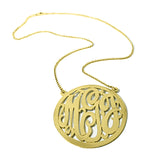 Large script monogram pendant with border