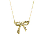 Cz stone bow tie pendant