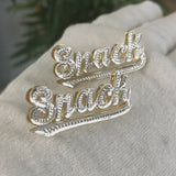 Name Earrings Script Double Plate