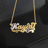 Script Design Single Nameplate Pave with Cuban link chain