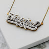 Script Double Nameplate with Rolo Link Chain