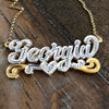 Script Double Nameplate with Cuban chain