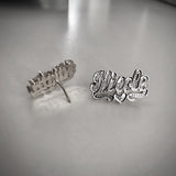 Cute Double Plate Name Earrings
