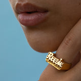 Diamond Cut Tail Name Ring