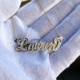 Solid Back Double Nameplate with Figaro Chain