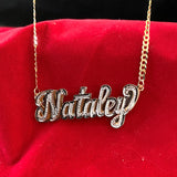 Solid Back Double Nameplate with Figaro Chain