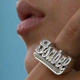 Large Script Name Ring