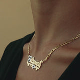 Script Design Single Nameplate Pave with Cuban link chain