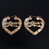 Large Heart Bamboo Name Earrings