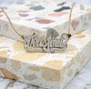 Script Double Nameplate with Rolo Link Chain