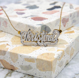 Script Double Nameplate with Rolo Link Chain