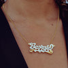 Script Double Nameplate with Cuban chain