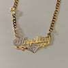 Script Design Single Nameplate Pave with Cuban link chain