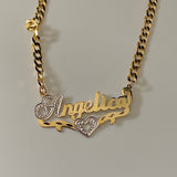 Script Design Single Nameplate Pave with Cuban link chain