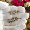 Name Earrings Script Double Plate