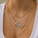 Script Double Nameplate with Cuban chain