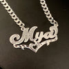Script Design Single Nameplate Pave with Cuban link chain