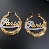 Medium Round Bamboo Name Earrings