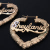 Large Heart Bamboo Name Earrings